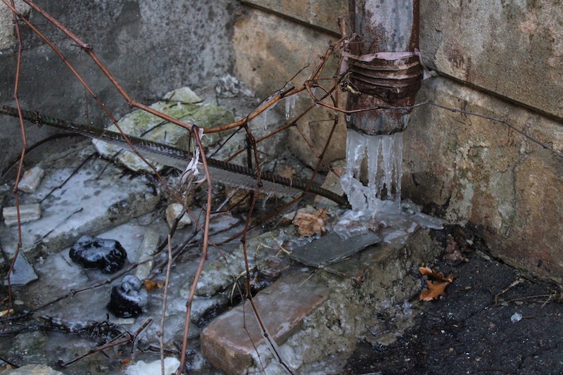 Frozen water in the pipe