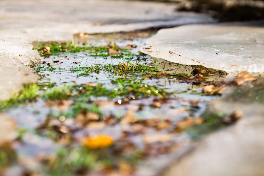 Water Pooling on Ground Because of Frozen French Drain